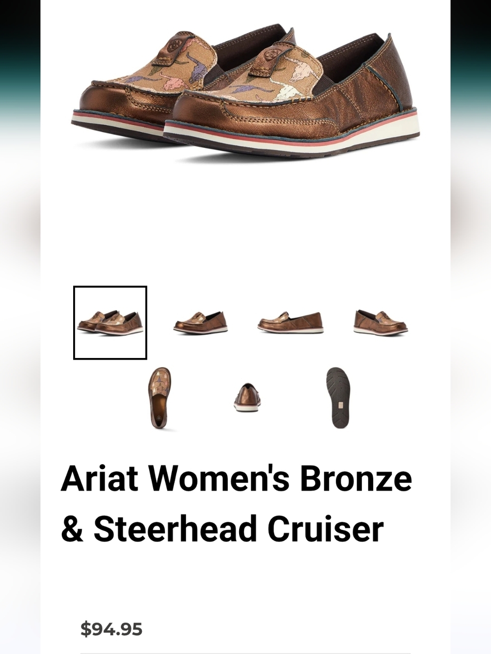 NWT Ariat Metallic Bronze & Steerhead Loafers